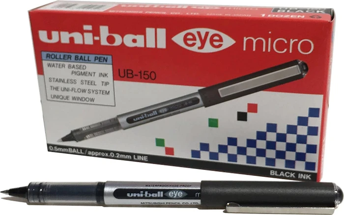 uni-ball eye micro UB-150E Tintenroller silber 0,2 mm, Schreibfarbe: schwarz, 12 St.
