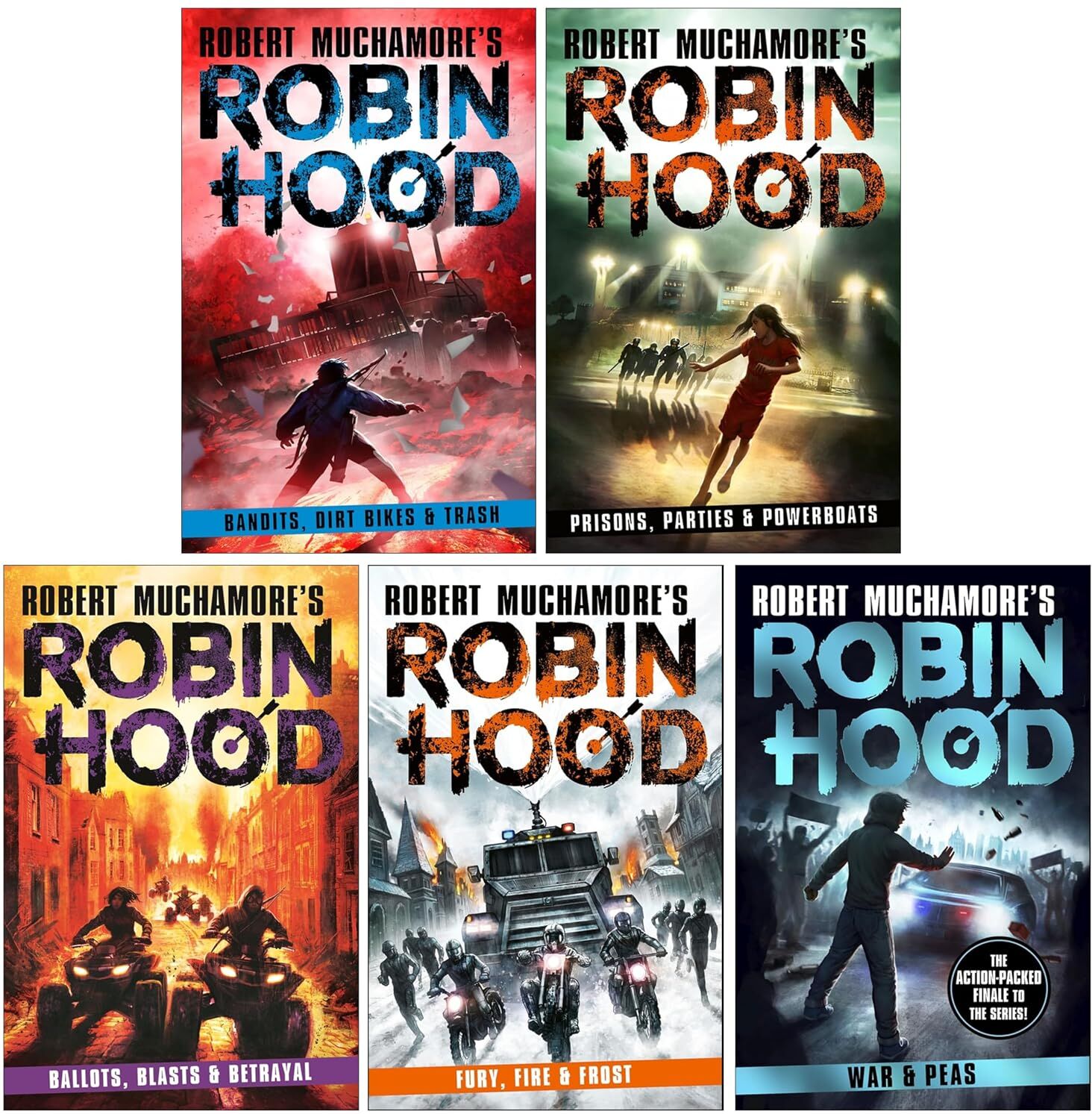 Hot Key Books Robin Hood Series Books 6-10 by Robert Muchamore - 5 Book Paperback Collection Set - Young Adult Action Adventure Ages 11-14