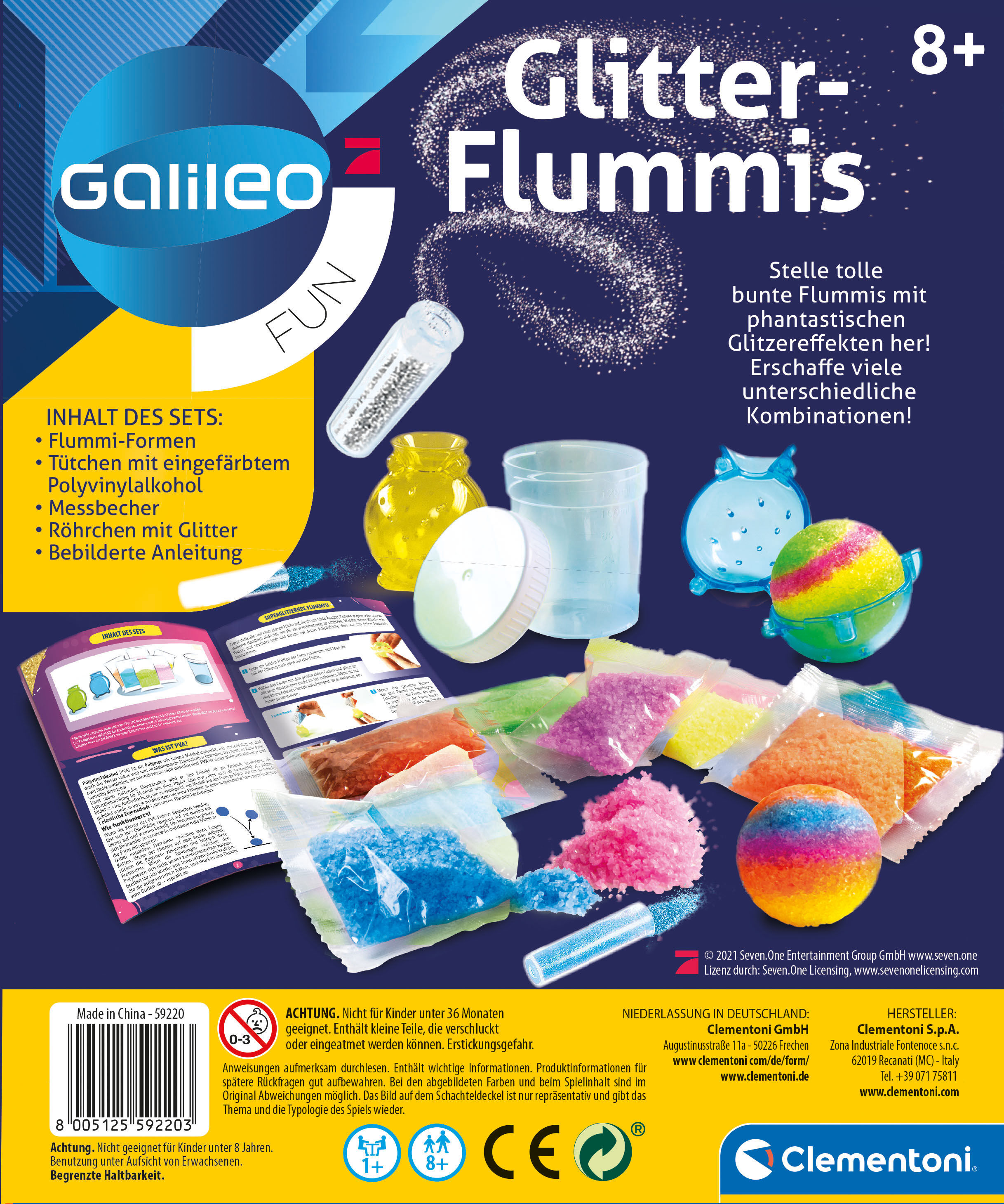Kreativset CLEMENTONI "Galileo, Glitter-Flummis", bunt, Kreativsets, Kinder, Kreativset