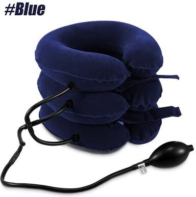 Friendly Fresh Finds Cervical Neck Traction Device Inflatable Neck Stretcher For Home Relief, Chronic Neck & Shoulder Pain Aligner blue