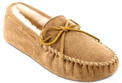 Minnetonka Sheepskin Softsole Slipper - Mens 10 Tan Slipper W