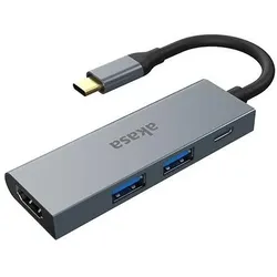 Akasa AK-CBCA19-18BK (USB-C, 4 Ports), Dockingstation + USB Hub, Silber
