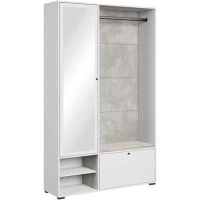 Garderoben-Set HOME AFFAIRE "Garderobe mit Spiegel, Sitzbank und Kleiderstange", weiß, B:117,3cm H:190cm T:33cm, Kastenmöbel-Sets, Schuhschrank mit viel Stauraum und verstellbaren Einlegeböden