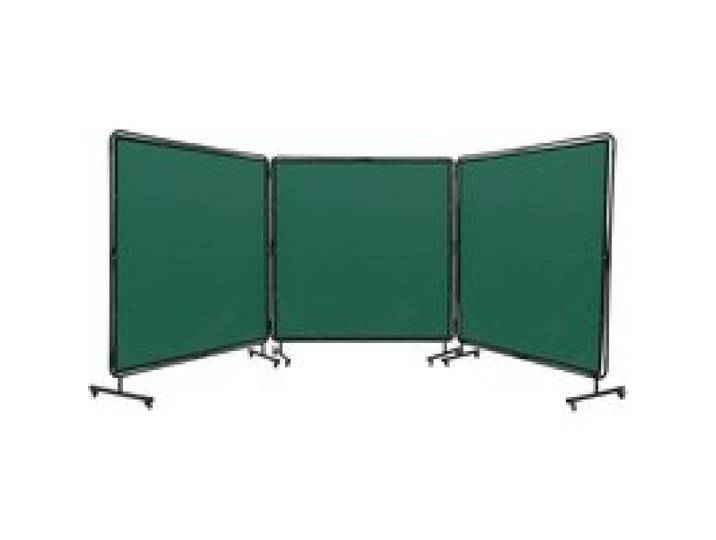 VEVOR Rideau de Soudage avec Cadre 3 Panneaux Écran Rideau de Protection pour Soudure 1,8x1,8 m en Vinyle Ignifuge sur 12 Roues Pivotantes (6 Verrouillables) Mobile Pro pour Atelier, Industrie, Vert