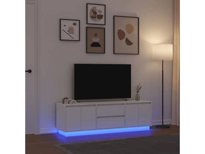 Meuble TV avec lumières LED blanc 160 5x41x50 cm support TV meuble télé meuble multimédia banc TV meuble hifi 3328426