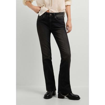 Bootcut-Jeans PEPE JEANS "bootcut fit jeans BOOTCUT MW PIPER", Damen, Gr. 29, Länge 32, schwarz (vintage schwarz coffee), 98% Baumwolle, 2% Elasthan, Jeans