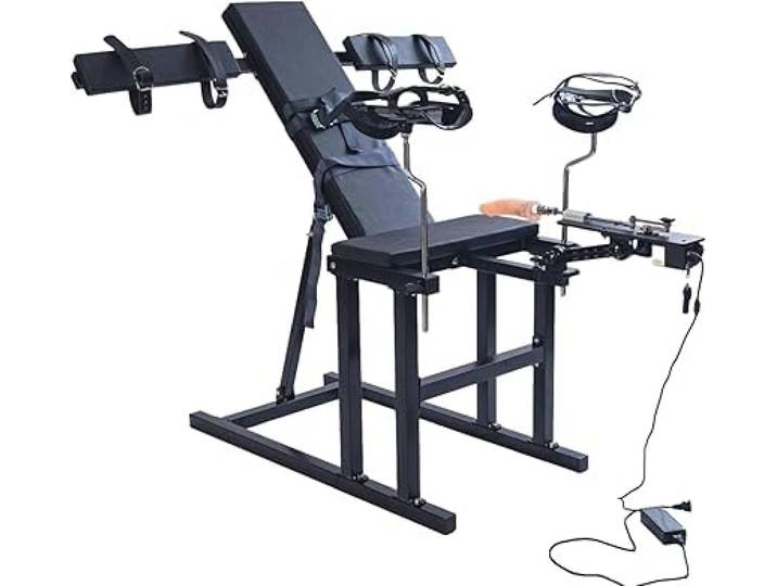 TangQian 2 In 1 Sexualstuhl Mit Sexmaschine, Verstellbare Sexmöbel, Multifunktionaler Sm -Stuhl Sm -massagestuhl, Bondage Handschellen Sexspielzeug