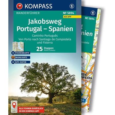 KOMPASS Wanderführer Jakobsweg Portugal – Spanien, 25 Etappen mit Extra-Tourenkarte, Taschenbuch von Robert Schwänz, KOMPASS Freytag & Berndt,