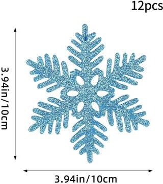 Modern Mode Marketplace Christmas Venue Decoration, Pink Glitter Plastic Snowflake, Winter Party Supplies, Ornaments For Home, Tree Pendant blue Type B 12pcs
