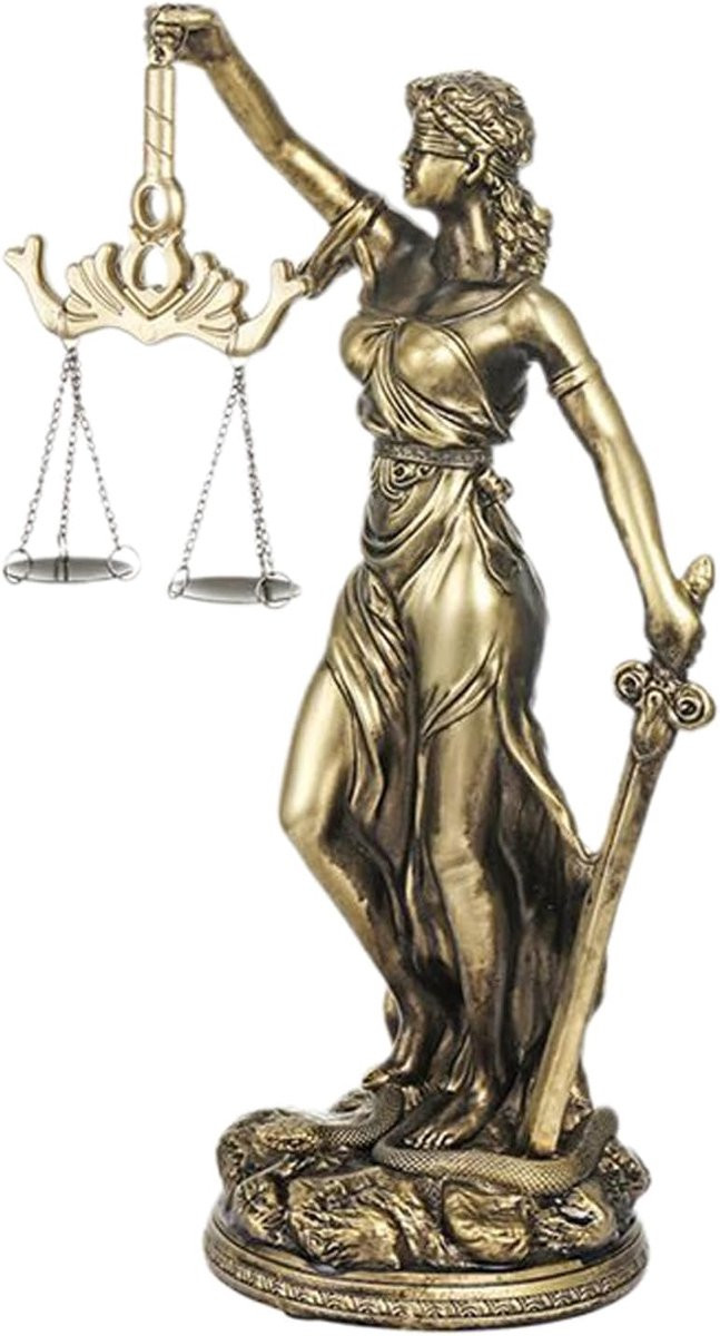 Justitie Beeld Godin Sculptuur Decoratie Imitatie Brons Hoogte: 49,2 cm Meerkleurig