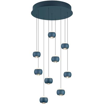 MUSTERRING LED Pendelleuchte "CANNON, 9-flammige LED Hängelampe 5W 500Lumen 2300-4000K CCT", blau, 9, Ø 10cm H: 195cm, 1 Stk., Leuchten, mit Fernbedienung, stufenlos höhenverstellbar max 195cm dimmbar Memory, LED Pendelleuchte