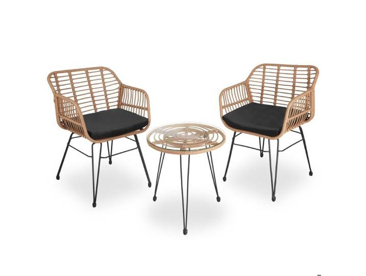 Salon de jardin - TECTAKE - Ensemble lounge d'extérieur MOLFETTA pour 2 personnes résistant avec design filigrane - Marron naturel
