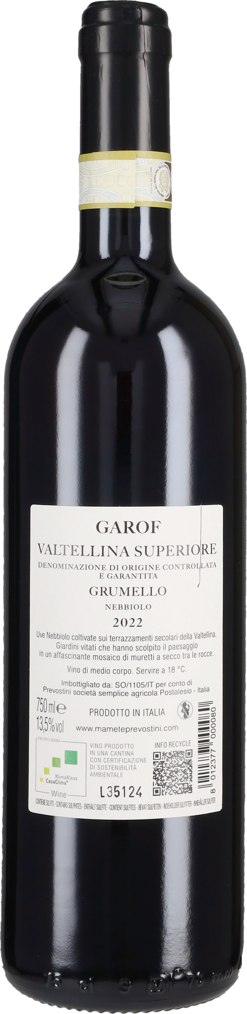 Prevostini Mamete Valtellina Superiore Grumello 'Garof' Mamete Prevostini 2022