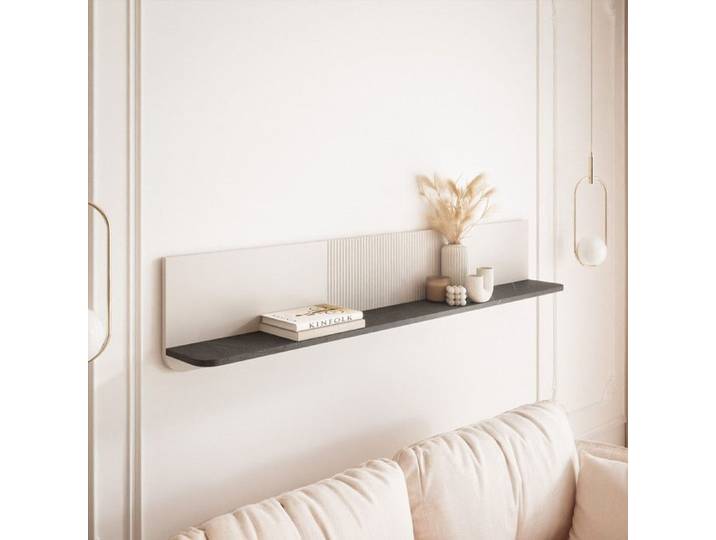 Etagère Murale NAVANI - design contemporain - 150x22x30 cm - Cachemire/Gris