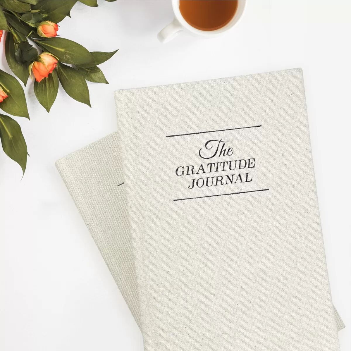 INF Journal de Gratitude A5 - Carnet en Lin à Couverture Rigide avec Papier Épais Beige