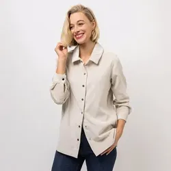 DENIM & CO. Kordhemd Hemdkragen Knopfleiste Seitenschlitze