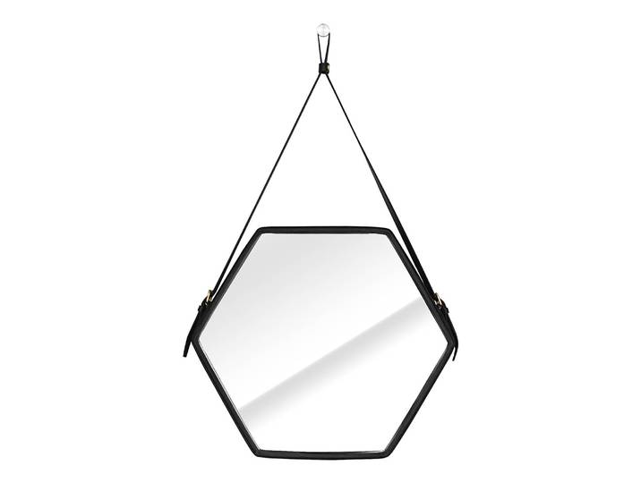 Miroir mural Bebi 39 x 45cm Noir/Noir Plaque MDF, Polyester, Verre, Similicuir 39 x 45cm