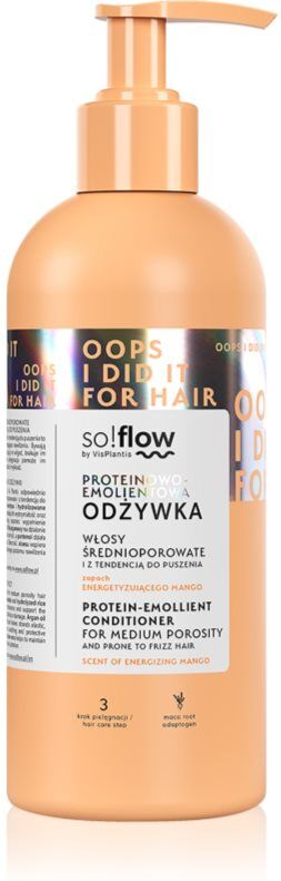 so!flow Medium Porosity Hair Protein-Emollient Conditioner après-shampoing hydratant et lissant anti-frisottis 400 ml