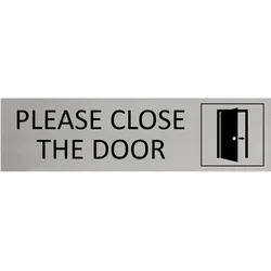 CombiCraft Aluminium Türschild Please Close The Door 165x45mm mit 3M-Tape zur Befestigung, einfache Kennzeichnung von Räumen und Bereichen