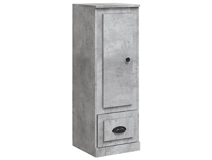 Fisinber Highboard Betongrau 36x35,5x103,5 cm Holzwerkstoff Schrank Kompakter Beistellschrank in Beton-Optik für Wohnzimmer & Flur, mit viel Stauraum und sicherer Wandbefestigung.