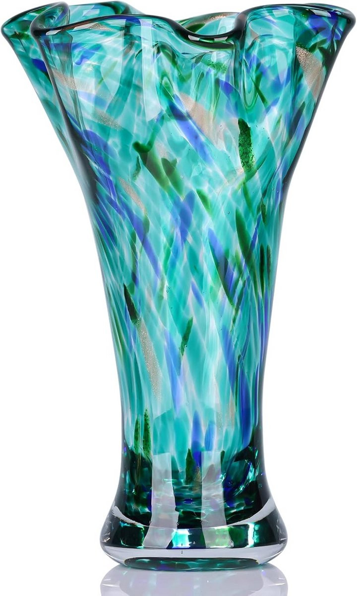Unieke 9 inch Glazen Vaas voor Bloemen - Groene Decoratie met Brede Opening