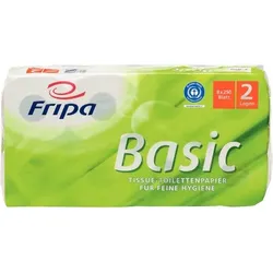 Fripa Toilettenpapier Basic, 2-lagig, Recycling-Qualität, Blumenprägung, weißes Tissue, Umweltzeichen nach RAL UZ5, VE = 1 Packung á 8 x 250 Blatt