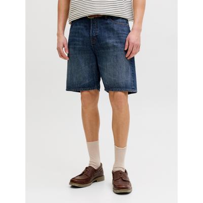 Shorts JACK & JONES, Herren, Gr. L, N-Gr, blau (blau denim), Denim/Jeans, Obermaterial: 100% Baumwolle, Abriebeffekte, relaxed fit, Hosen Shorts