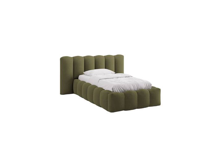 Design Einzel-Polsterbett „Lupine“ mit Ablagefach Strukturstoff Grün Chosen by Bloomingloft
