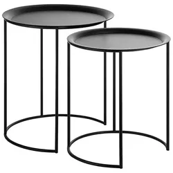 BEISTELLTISCH 2er-Set Rund Schwarz Twins