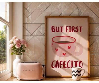Uplift Essentials """But First Cafecito"" Quotation Canvas Print Minimalist Spanish Wall Art For Modern Living Rooms & Cafes style 7 19.7 X 27.6 In (50x70 Cm)"