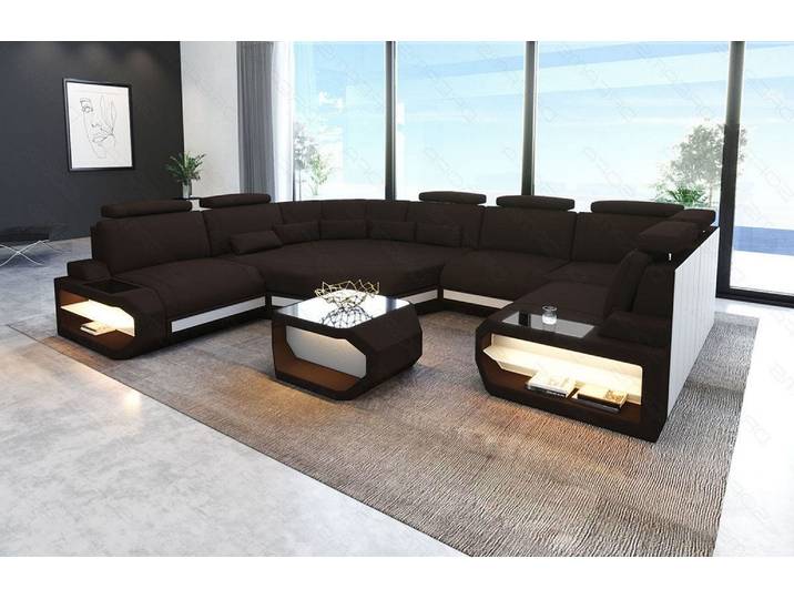 Mini Wohnlandschaft Asti U-Form aus Stoff
