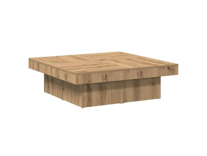 Couchtisch Eiche artisan 90x90x28cm mit Stauraum Tischplatte Eiche Artisan, Holzwerkstoff, feuchtigkeitsbeständig, Zeitschriften und Fernbedienungen, leicht zu reinigen