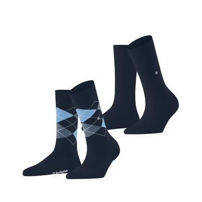 Socken BURLINGTON "Everyday Mix", Damen, Gr. 36-41, blau (plum), Baumwollmischung, Argyle-Muster, normal, Socken Socken, Einheitsgröße 36-41, unifarben und Argyle-Muster