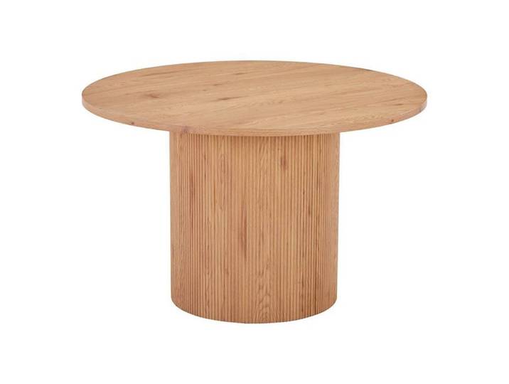 ANKARA - Table repas Ronde 120cm Pieds Relief MDF Effet bois naturel