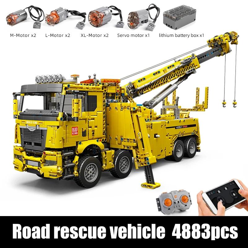 Bausatz für Feuerwehr-Rettungsfahrzeug - Modell 17028 - Ferngesteuert - App-gesteuert - Motorisiert - Lithiumakku - Kleine Bausteine - Originalverpackung
