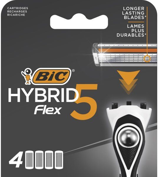 Bic Hybrid Flex 5 Barberblade, 4 Refills