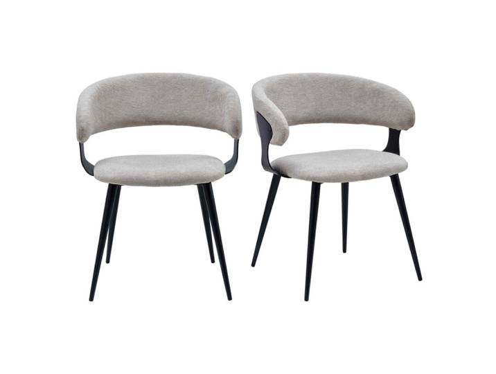 Fauteuil de table en tissu luxury grège (x2)