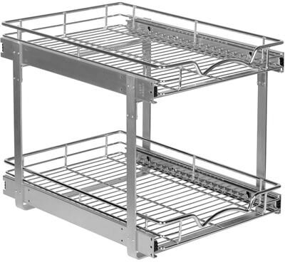 Hold N' Storage HOLDN' STORAGE 2-Tier Pull Out Cabinet Organizer, Heavy Duty Metal with Lifetime Limited Warranty - Anti Rust Chrome Finish
