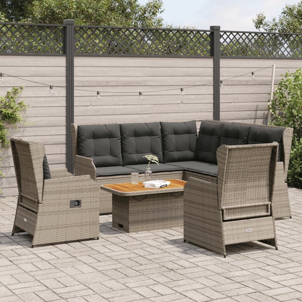 Prolenta Tuinloungeset met kussens, 6-delig, grijs