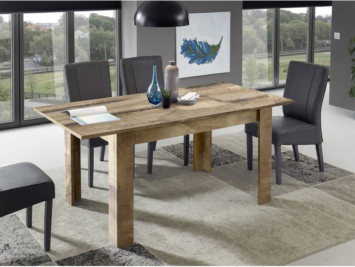 Table de repas extensible Costa blanc brillant/poirier - Basika