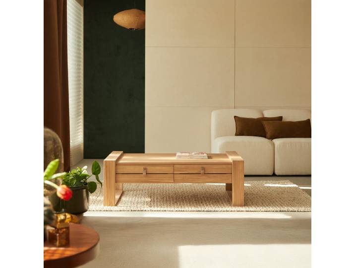 Couchtisch Beistelltisch Sofatisch Teakholz massives helles Holz Neu Tikamoon Minimalys - Natur - Teak