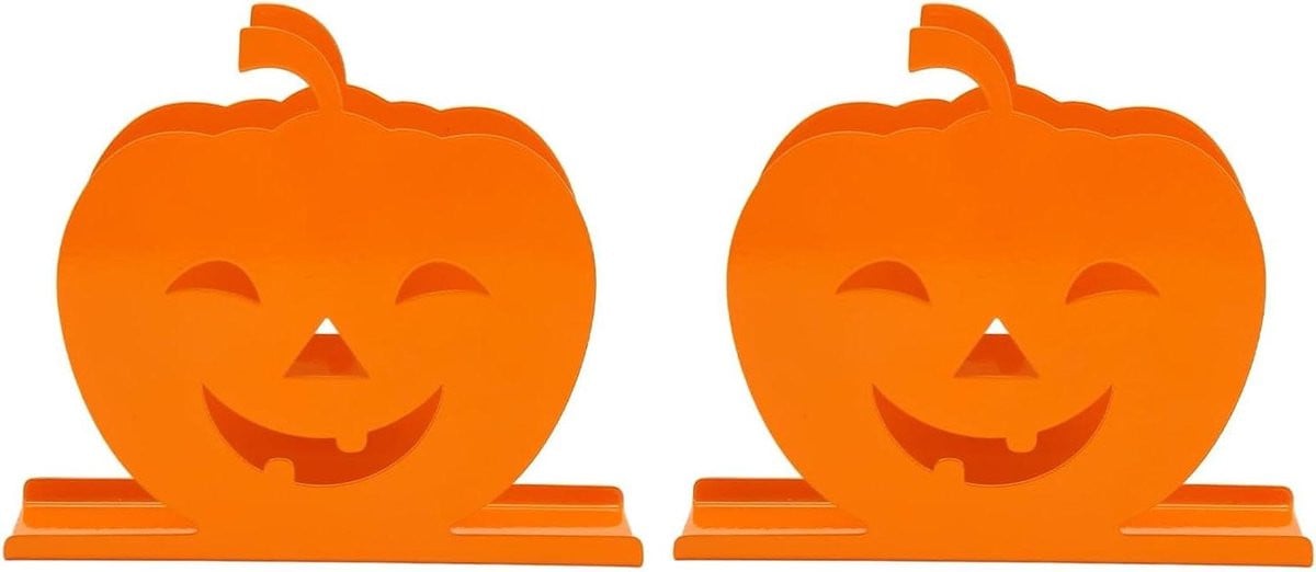 Set van 2 Oranje Pompoen Servethouders voor Halloween Decoratie