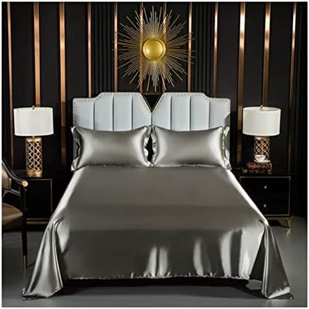 Grijs Satijnen Plat Laken van Hotelkwaliteit - 170 x 230 cm