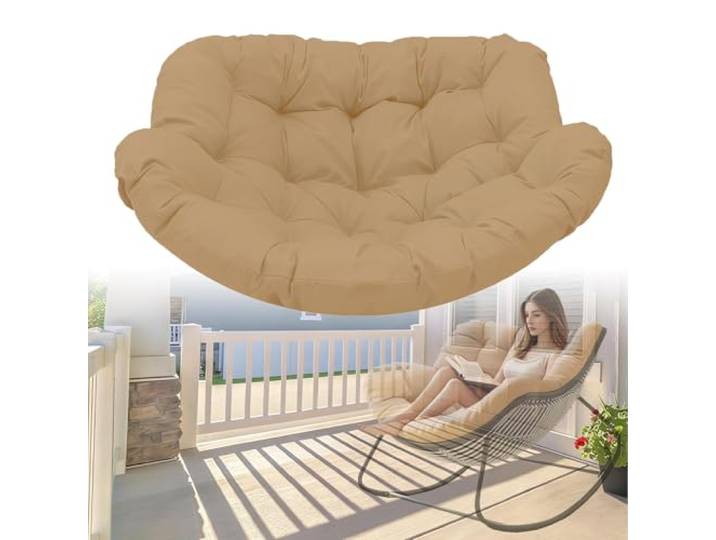 DLLDLGG Sitzkissen für Lounge-Sessel aus Korbgeflecht für Innen- und Außenmöbel (OHNE Sessel) Weiches und Bequemes Kissen für Eier-Schaukelsessel mit Befestigungsbändern Ideal für Terrasse Garten