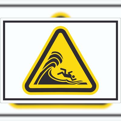HB-Druck Aufkleber Warnung hohe Brandung Symbol A3 (297x420mm)