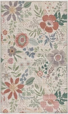 Nourison Washables Indoor Pink Floral Area Rug