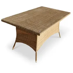 Gartentisch York 150 x 90 cm Rattan & Geflecht Beige Natur