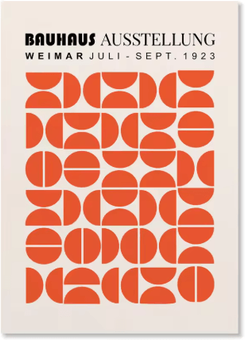 Inspire Picks Abstract Bauhaus Orange Wall Art Modern Geometric Sunrise Bicycle Poster 1 40x60cm No Frame