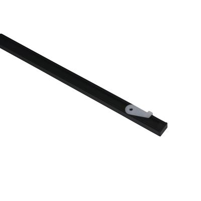 Vorhangschiene GARDINIA "Aluminium-Vorhangschienen Set 1-Lauf Lucy", schwarz (schwarz, matt), L:160cm, Aluminium, Gardinenstangen, mit Bohren, Deckenmontage, Aluminium, Deckenträger aus Kunststoff