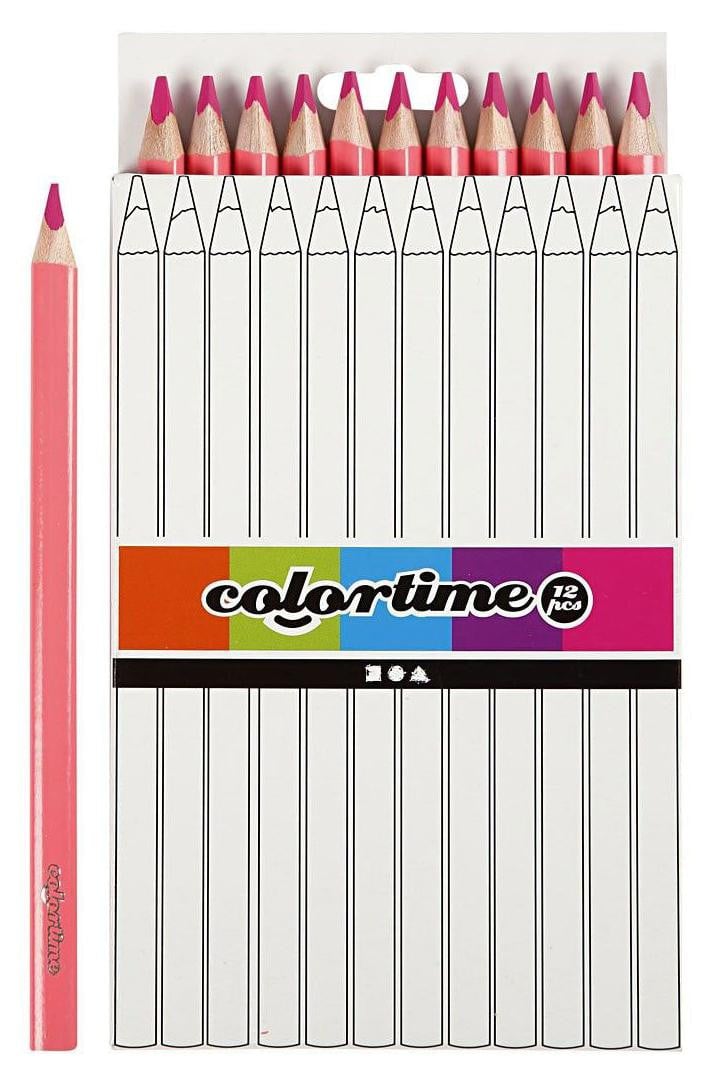 Colortime Jumbo kleurpotloden, roze, 12 stuks